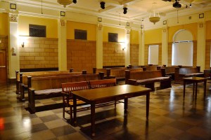 The courtroom where the Kefauver Hearings were held at the National Museum of Organized Crime and Law Enforcement, Las Vegas Nevada.